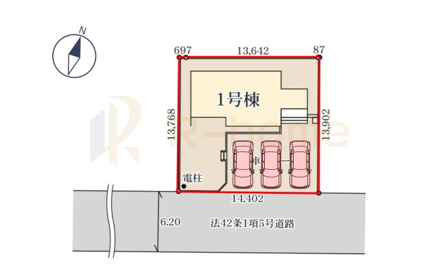 笠間市鯉淵第11　新築戸建て　1号棟の区画図|大きなお買い物だからこそ、メリット・デメリットを伝えさせて頂きます。
R-homeにお任せください♪