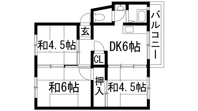 【間取り】 | 伊丹鴻池4Ｂ号棟