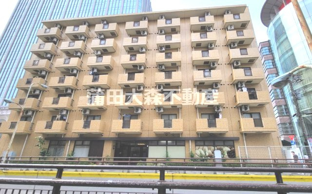 サニークレスト蒲田の外観|1987年10月築　SRC鉄骨鉄筋コンクリート造地上7階建て総戸数78戸　日本工学院隣　東京都大田区西蒲田5丁目　JR京浜東北線蒲田駅近1階まいばすけっとの人気賃貸マンション
