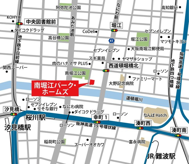 南堀江パーク・ホームズの地図