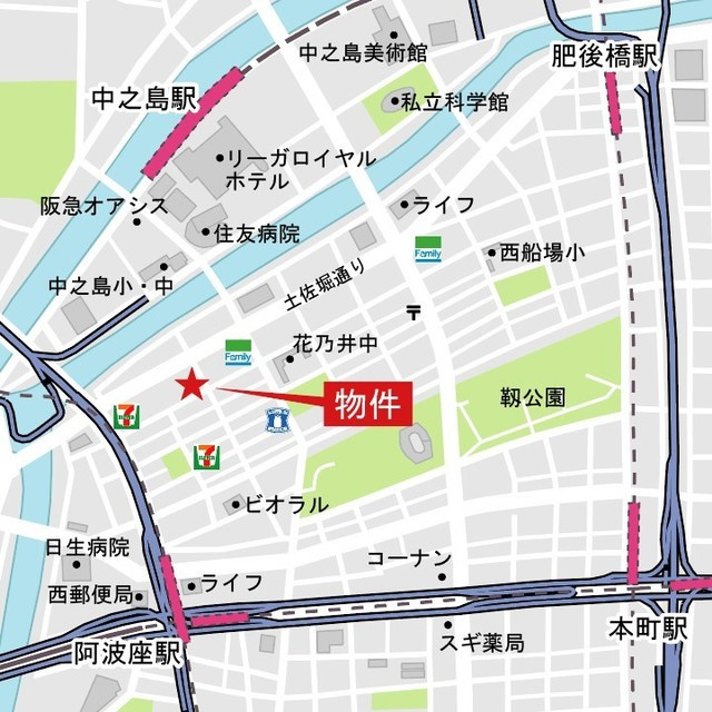 グランドメゾン江戸堀の地図