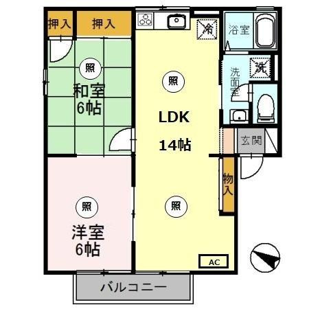 キャピタルコンフォール加古川　A棟の間取り