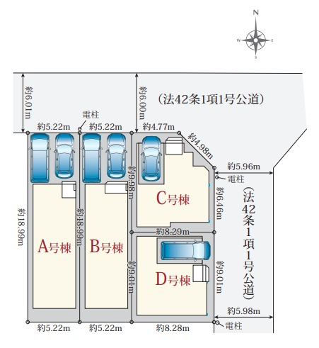 東大阪市加納　新築一戸建ての区画図|全4区画