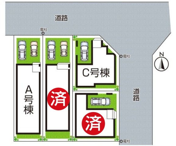 3(土)4(日)現地説明会！◆東大阪市加納　新築一戸建ての区画図|全4区画