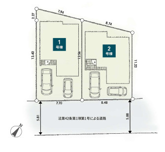 平塚市黒部丘第1　新築戸建　全2棟2号棟の区画図