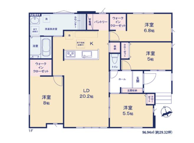 つくば市上横場3期　新築戸建　2号棟の間取り