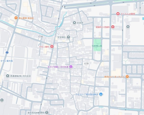東大阪市加納　新築一戸建ての地図
