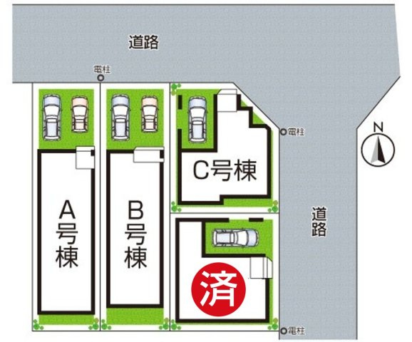 東大阪市加納　新築一戸建ての区画図|全4区画
