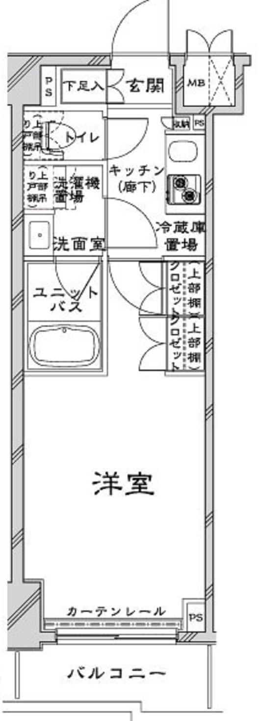 ルーブル蒲田十番館の間取り|西向きバルコニーの1Kバストイレ別独立洗面台　クローゼット大きめ！！