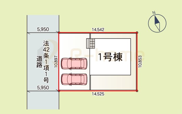 牛久市上柏田第9　新築戸建て　1号棟の区画図|大きなお買い物だからこそ、メリット・デメリットを伝えさせて頂きます。
R-homeにお任せください♪