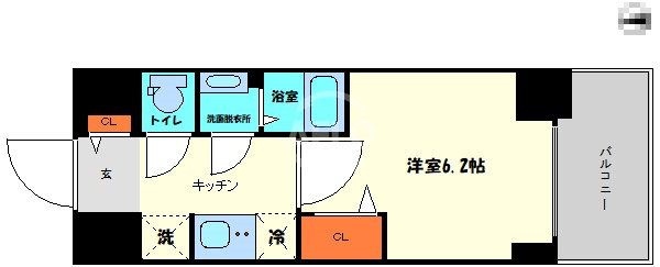 プレサンス堺筋本町ディスティニーの間取り|プレサンス堺筋本町ディスティニー　間取り（反転）