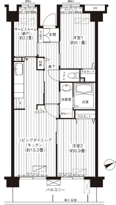 【間取り】 | コーポレート東戸塚 | ファミリーにぴったりの3LDKの間取りです！