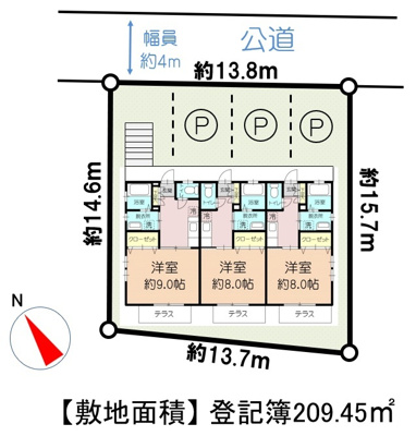 【区画図】 | 【オーナーチェンジ物件】１棟売アパート（弁天３丁目）