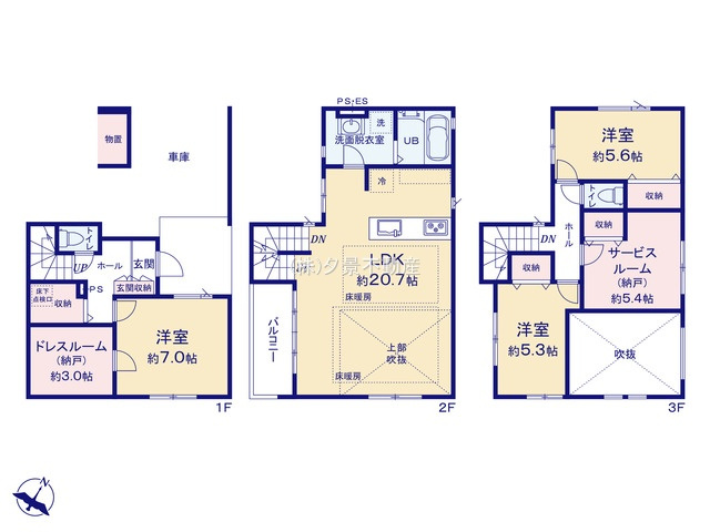 《仲介手数料無料》ふじみ野市上福岡３丁目16-22新築一戸建てKEIAI GRACEの間取り