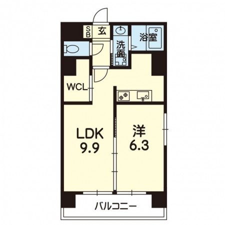 熊本市中央区中央街の賃貸マンションの間取り