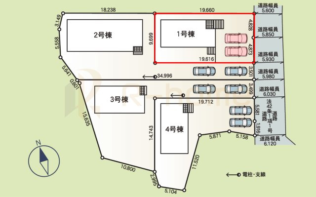 土浦市桜ケ丘町第5　新築戸建て　1号棟の区画図|大きなお買い物だからこそ、メリット・デメリットを伝えさせて頂きます。
R-homeにお任せください♪