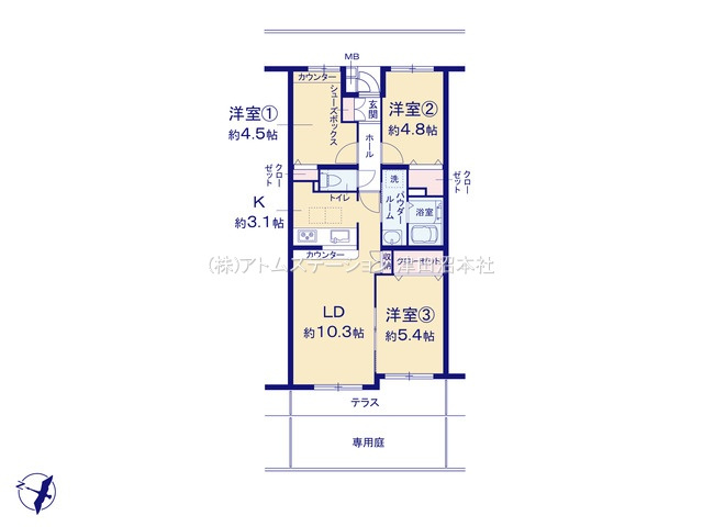 【間取り】 | アトムセレクト　ヴェラハイツ北習志野1階