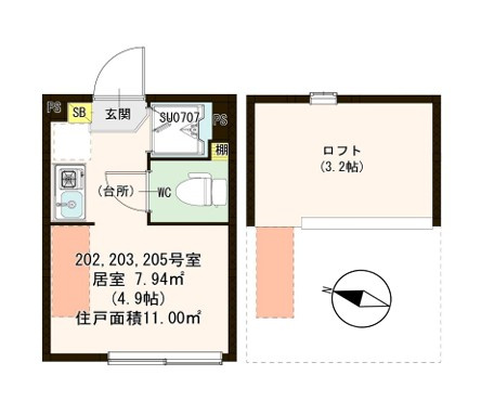 江戸川区東小岩５丁目のアパートの間取り