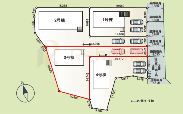 土浦市桜ケ丘町第5　新築戸建て　3号棟の区画図|大きなお買い物だからこそ、メリット・デメリットを伝えさせて頂きます。
R-homeにお任せください♪