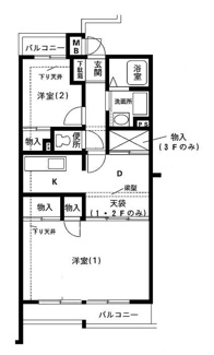 【間取り】 | 南向きの３DKマンション