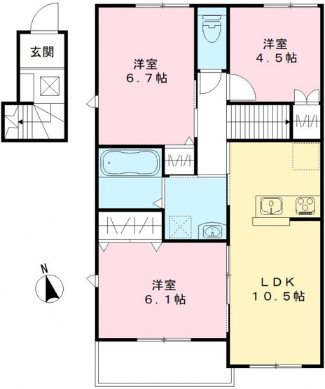 【間取り】 | ユアメゾン益野　Ｂ