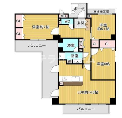 アービング鶴見緑地公園の間取り|3LDKの物件です