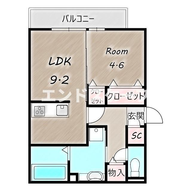 D-ROOM紅雲町Bの間取り|高崎、前橋のお部屋探しはエンドスケープまで！お客様の理想お聞かせ下さい♪