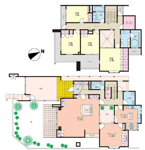 神戸市灘区篠原台　中古戸建の間取り|土地129坪・建物75坪！テラス付き♪