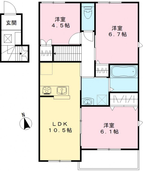 【間取り】 | ユアメゾン益野　Ｂ