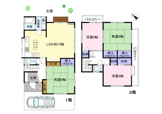 【間取り】 | 中国分貸家 | 角部屋6帖以上の大型戸建物件！
