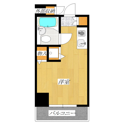 栗生ハイツの間取り|コンパクトながら充実の間取りです。