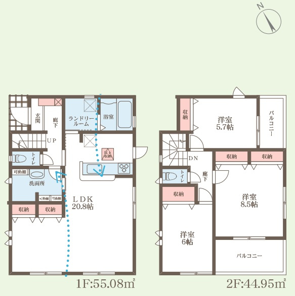 奈良市東登美ヶ丘　新築一戸建ての間取り|2号地