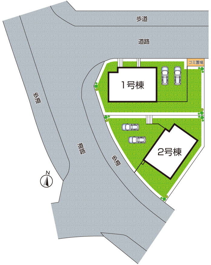 ●奈良市東登美ヶ丘　新築一戸建ての区画図|全2区画