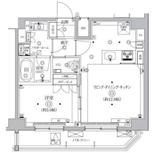 クオリタス南大井の間取り|カウンターキッチンの1LDK