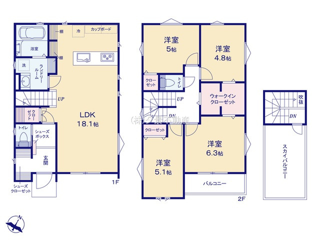 《仲介手数料無料》志木市柏町２丁目22-7新築一戸建てLe Cielの間取り