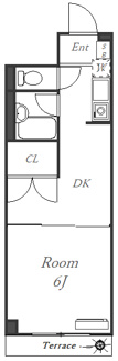 【間取り】 | パークコートZAMA | テラス付の１DK