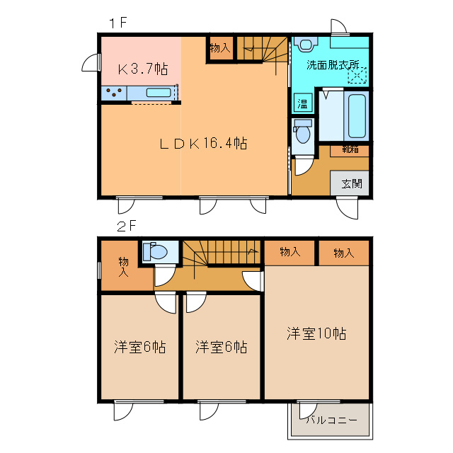 新町東7丁目一棟二戸の間取り