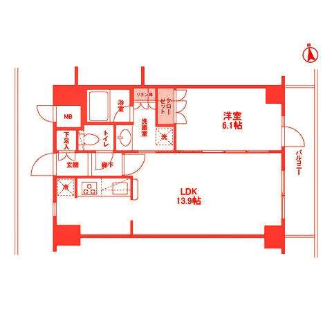 藤沢市鵠沼石上１丁目の賃貸マンションの間取り|洗面台とトイレが別の空間になります♪