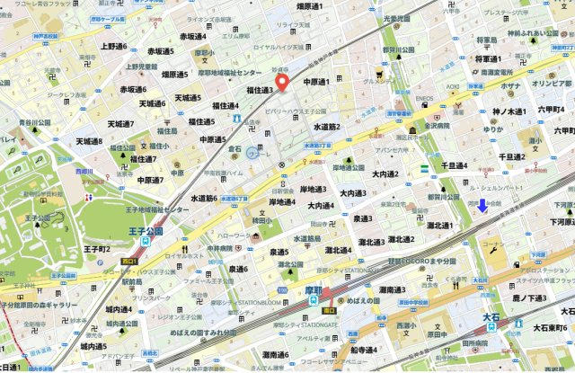 神戸市灘区中原通2丁目　新築戸建の地図