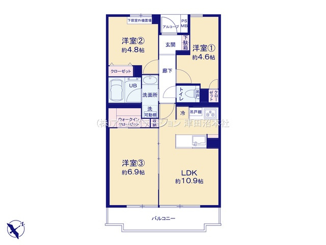 【間取り】 | アトムセレクト　ライオンズマンション京成大久保3階