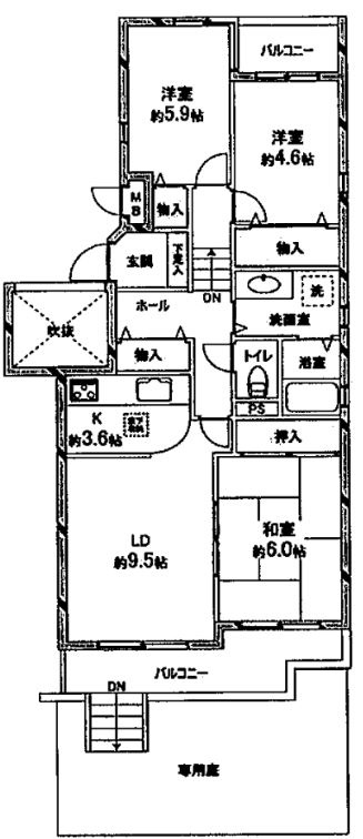 中桜塚パークハイムの間取り