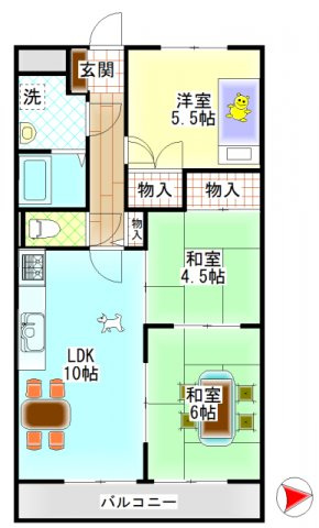【間取り】 | ネクスト倉田　東館 | ネクスト倉田（岡山市中区倉田）RC賃貸マンション　間取り