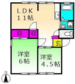 【間取り】 | エコーハイツＦｕｊｉ　Ｂ棟