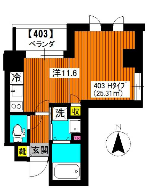 アヴニール桜　眺望良好　二面採光　洋室広々11.6帖の間取り