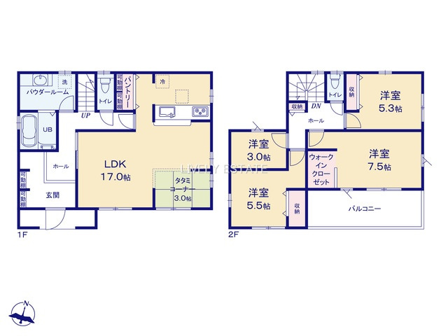 越谷市弥栄町3丁目 新築分譲住宅の間取り