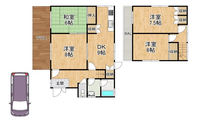 【間取り】 | 河内長野市南青葉台貸家