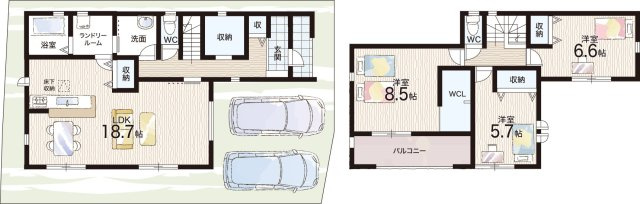 ●29(土)30(日)現地案内可能！　大和郡山市野垣内町　全6邸の間取り|1号地