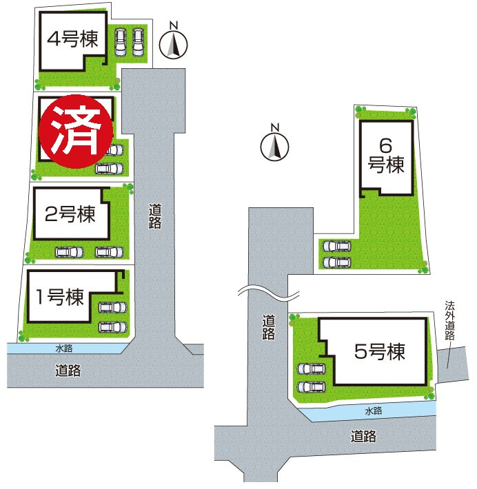 ●29(土)30(日)現地案内可能！　大和郡山市野垣内町　全6邸の区画図|全6区画