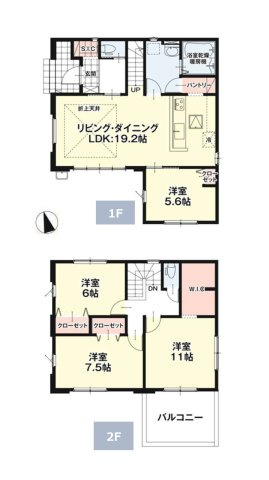 福岡市西区今津第1-1棟（1号棟）　の間取り|全居室収納付きで便利です。