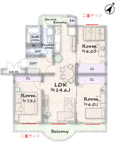 志木ニュータウン東の森弐番街壱号棟の間取り|3LDK